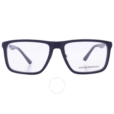 Emporio Armani Demo Rectangular Men's Eyeglasses Ea3221f 5088 54 In Aluminum  / Blue