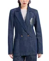 Emporio Armani Denim Blazer In Dark Denim