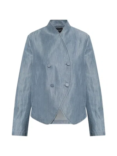 Emporio Armani Denim Blazer Jacket In Blue