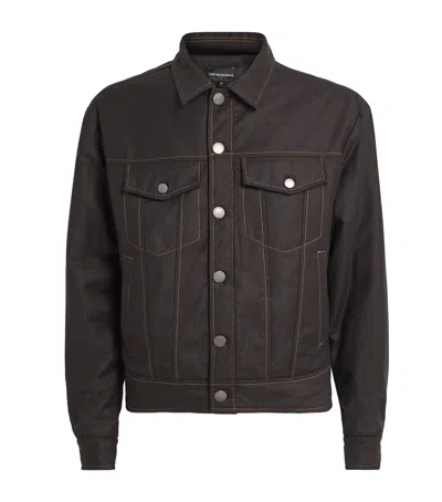 Emporio Armani Denim Blouson Jacket In Brown