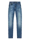 Emporio Armani Distressed Cotton Denim Jeans With Belt Loops