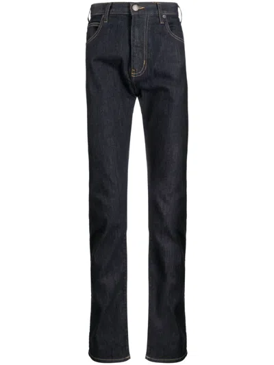 Emporio Armani Low-rise Slim-cut Jeans In Blue