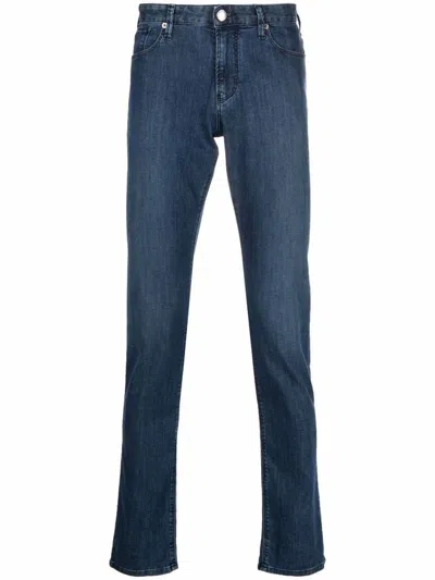 Emporio Armani Logo Embroidered Skinny Jeans In Denim