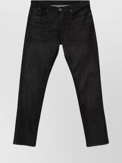 Emporio Armani Denim Cotton Jeans With Belt Loops And Five Pockets In Blue
