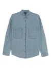 Emporio Armani Denim Cotton Shirt In Blue