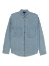 Emporio Armani Denim Cotton Shirt In Blue
