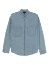 Emporio Armani Denim Cotton Shirt In Blue