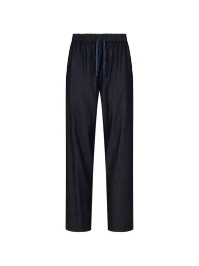 Emporio Armani Denim Cotton Trousers In Black