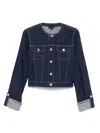 Emporio Armani Buttoned Cuffs Denim Jacket With Chest Pockets In Blue