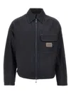 Emporio Armani Crinkle Nylon Blouson With Zip In Blue