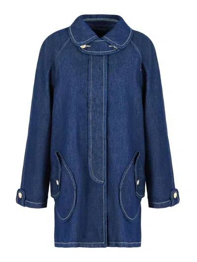 Emporio Armani Contrast-stitching Denim Jacket In Blue