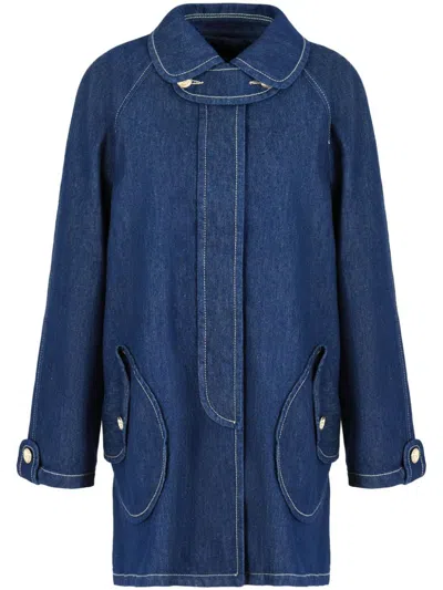 Emporio Armani Contrast-stitching Denim Jacket In Blue