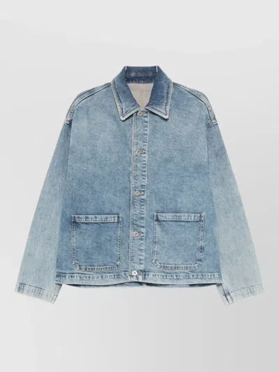 Emporio Armani Denim Jacket Collared Design Front Pockets In Blue