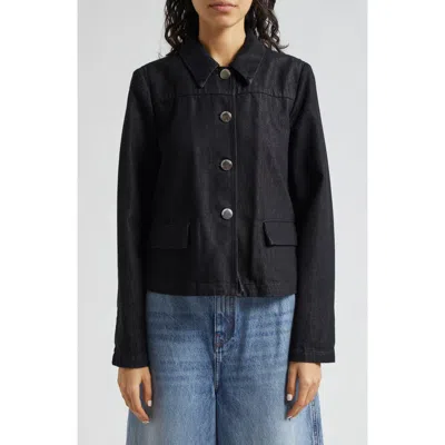 Emporio Armani Denim Jacket In Solid Black