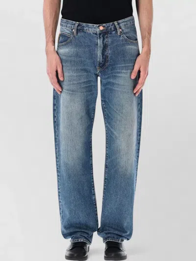 Emporio Armani Denim Jeans Belt Loops Faded Five Pockets In Blue