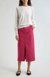Emporio Armani Denim Straight Midi Skirt In Raspberry