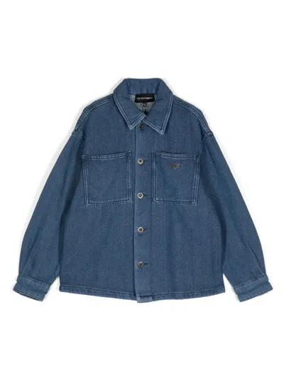 Emporio Armani Kids' Denim Shirt In Blue