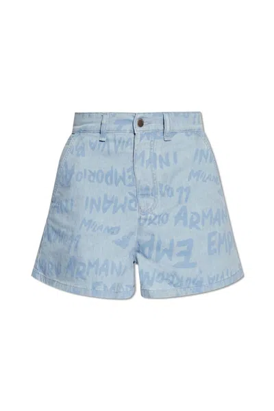 Emporio Armani Denim Shorts In Blue