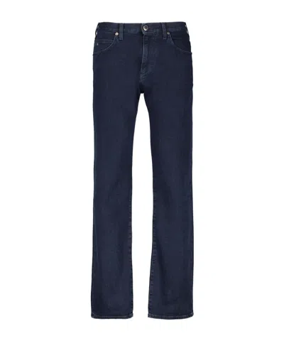 Emporio Armani Denim Trousers With Belt Loops In Blue