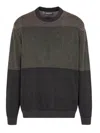 Emporio Armani Virgin Wool Jumper With Micro Jacquard Op-art Diamonds In Black