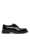Emporio Armani Lace Up Shoes In Black Leather In Black
