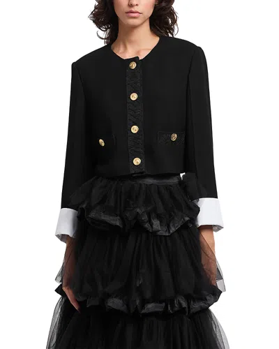 Emporio Armani Detachable Cuff Collarless Jacket In Black