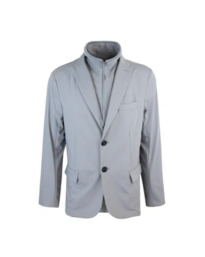 Emporio Armani Detachable Inner Panel Travel Essential Blazer In Grey