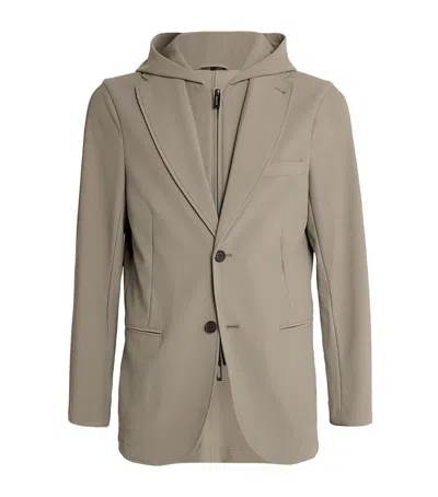 EMPORIO ARMANI DETACHABLE-INSERT HOODED BLAZER