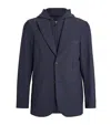 Emporio Armani Canneté Fabric Jacket With Detachable Panel In Iconico 0920 Blu Nav