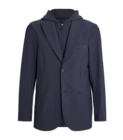 Emporio Armani Detachable-insert Hooded Blazer In Iconico 0920 Blu Nav