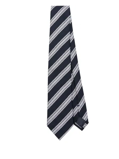 Emporio Armani Diagonal-stripe Tie In Night Blue