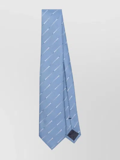 Emporio Armani Diagonal Stripes Silk Tie In Blue