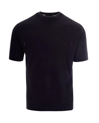 Emporio Armani Diagonal Textured Regular Fit T-shirt In Black