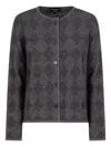 Emporio Armani Diamond-pattern Button Cardigan In Gray