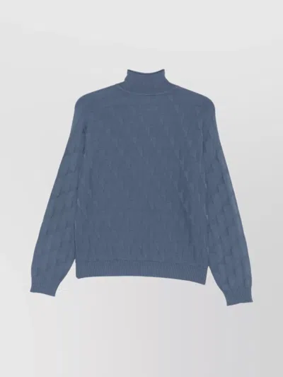 EMPORIO ARMANI DIAMOND PATTERN KNIT TURTLENECK SWEATER