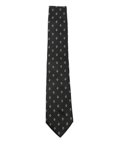 Emporio Armani Diamond-pattern Silk Tie In Black