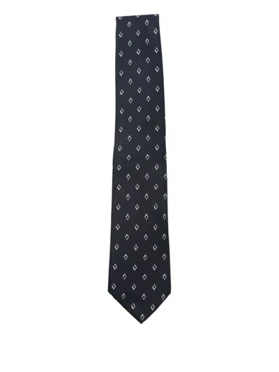 Emporio Armani Diamond-pattern Silk Tie In Blue