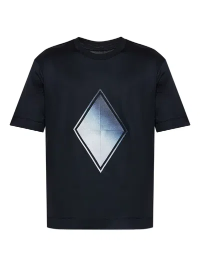Emporio Armani Diamond-print T-shirt In Black