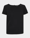 Emporio Armani Diamond-textured Viscose Satin Tee In Black