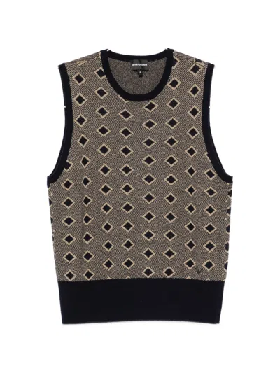 Emporio Armani Diamond-patterned Sleeveless Vest In Multi