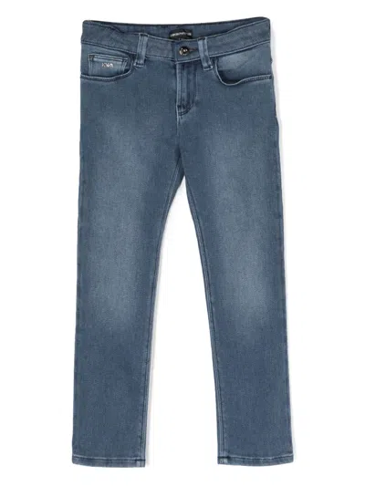 Emporio Armani Kids' Distressed-finish Denim Jeans In Blue