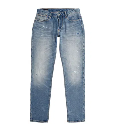 Emporio Armani Distressed Mid-rise Slim Jeans In Blue