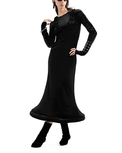 Emporio Armani Domed Hem Dress In Solid Black