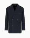 Emporio Armani Double-breasted Blazer In A Twill Bull Fabric In Marineblau