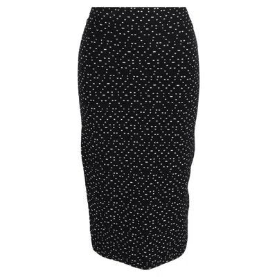 Emporio Armani Dot Printed Knee Length Pencil Skirt In Black Viscose