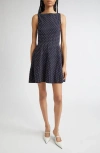 Emporio Armani Dot Sleeveless Fit & Flare Minidress In Blue