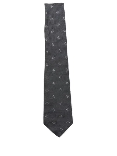 Emporio Armani Dott-pattern Silk Tie In Gray