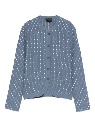 EMPORIO ARMANI DOTTED CREWNECK CARDIGAN