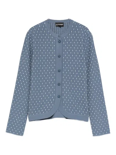 EMPORIO ARMANI DOTTED CREWNECK CARDIGAN