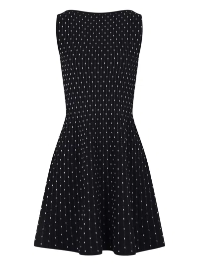 Emporio Armani Dotted Short Dress In Black